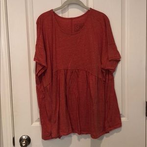 Anthro oversized pinky orange peplum tee sz xs/s